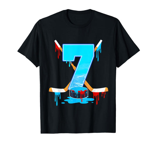7 Year Old 7Th Birthday Ice Hockey T-Shirt - Aesthetic Graphic for Adults - T-Shirt, Sweatshirt, Hoodie