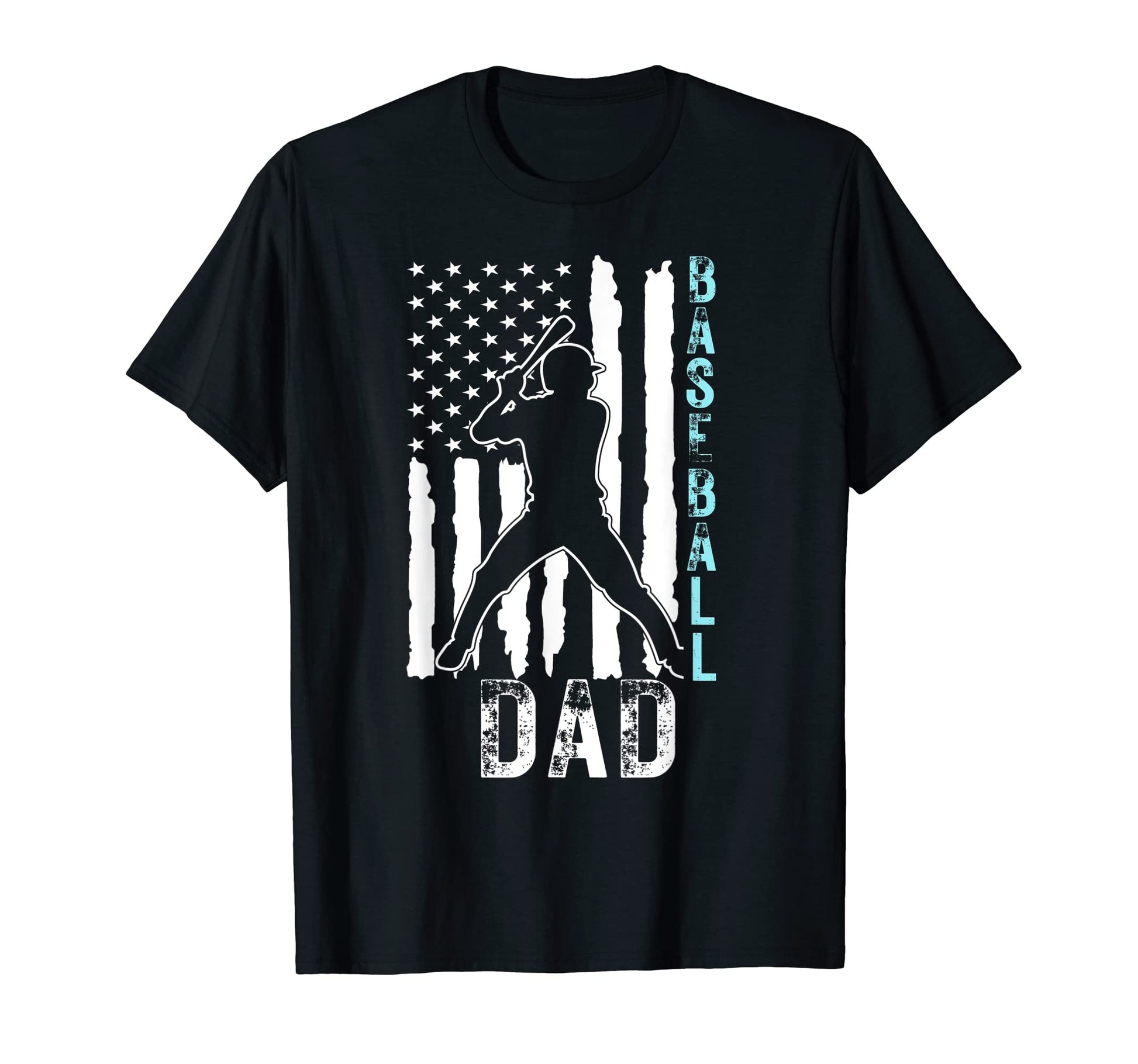 Funny Baseball Dad American Flag T-Shirt - Casual Everyday Wear Men Women - T-Shirt, Sweatshirt, Hoodie