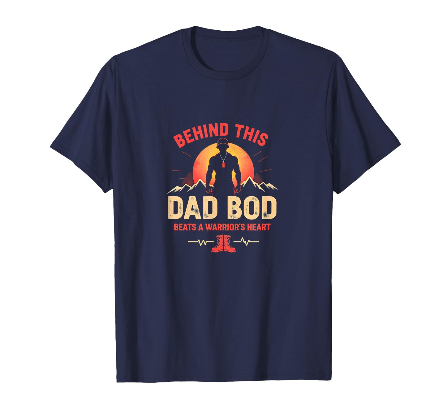 Veteran Dad Bod Warriors Heart Military T-Shirt - Graphic Print Men Women - T-Shirt, Sweatshirt, Hoodie