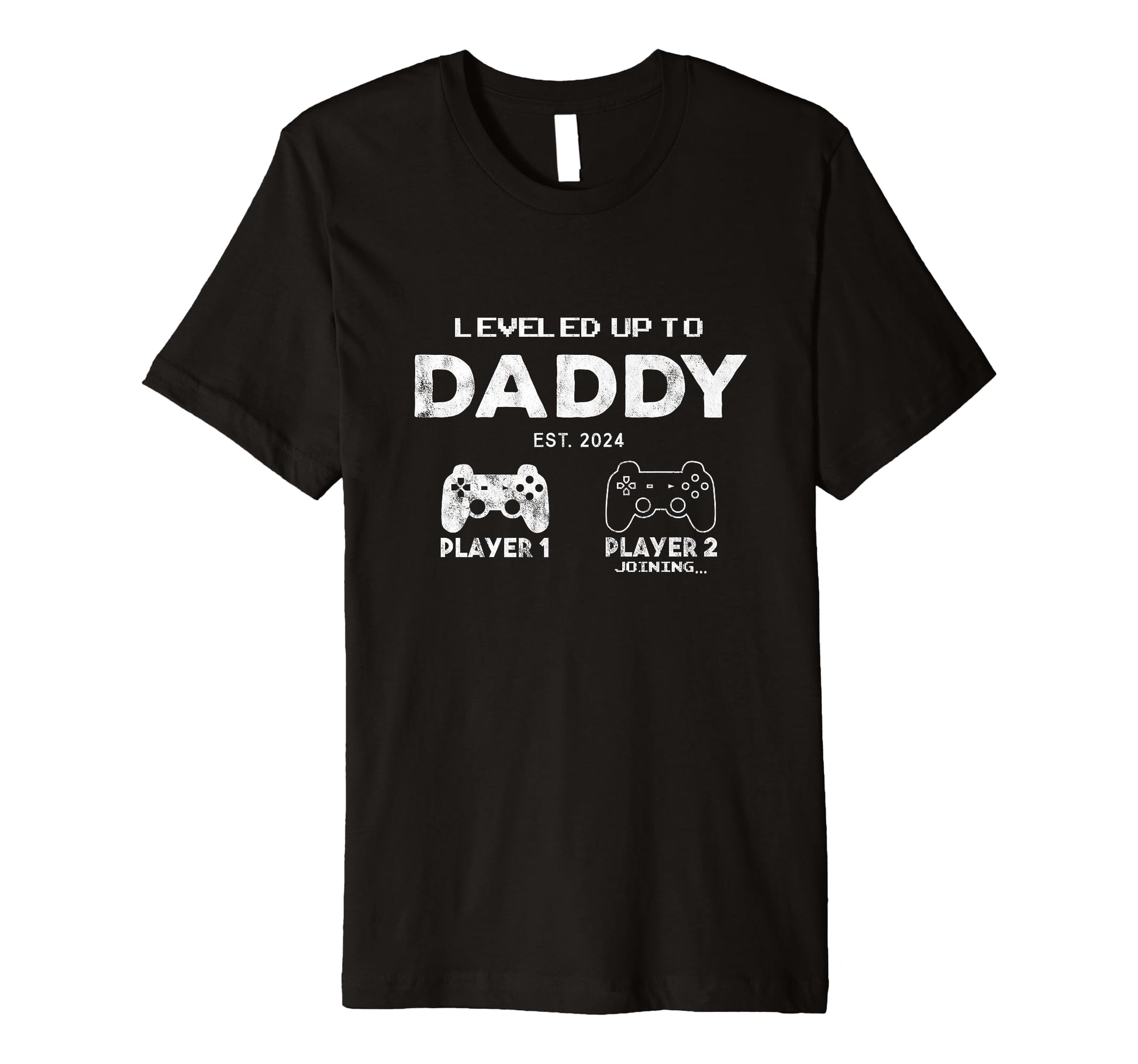 Mens Leveled Up To Daddy Gamer Dad T-Shirt - Minimalist Print Men Women - T-Shirt, Sweatshirt, Hoodie