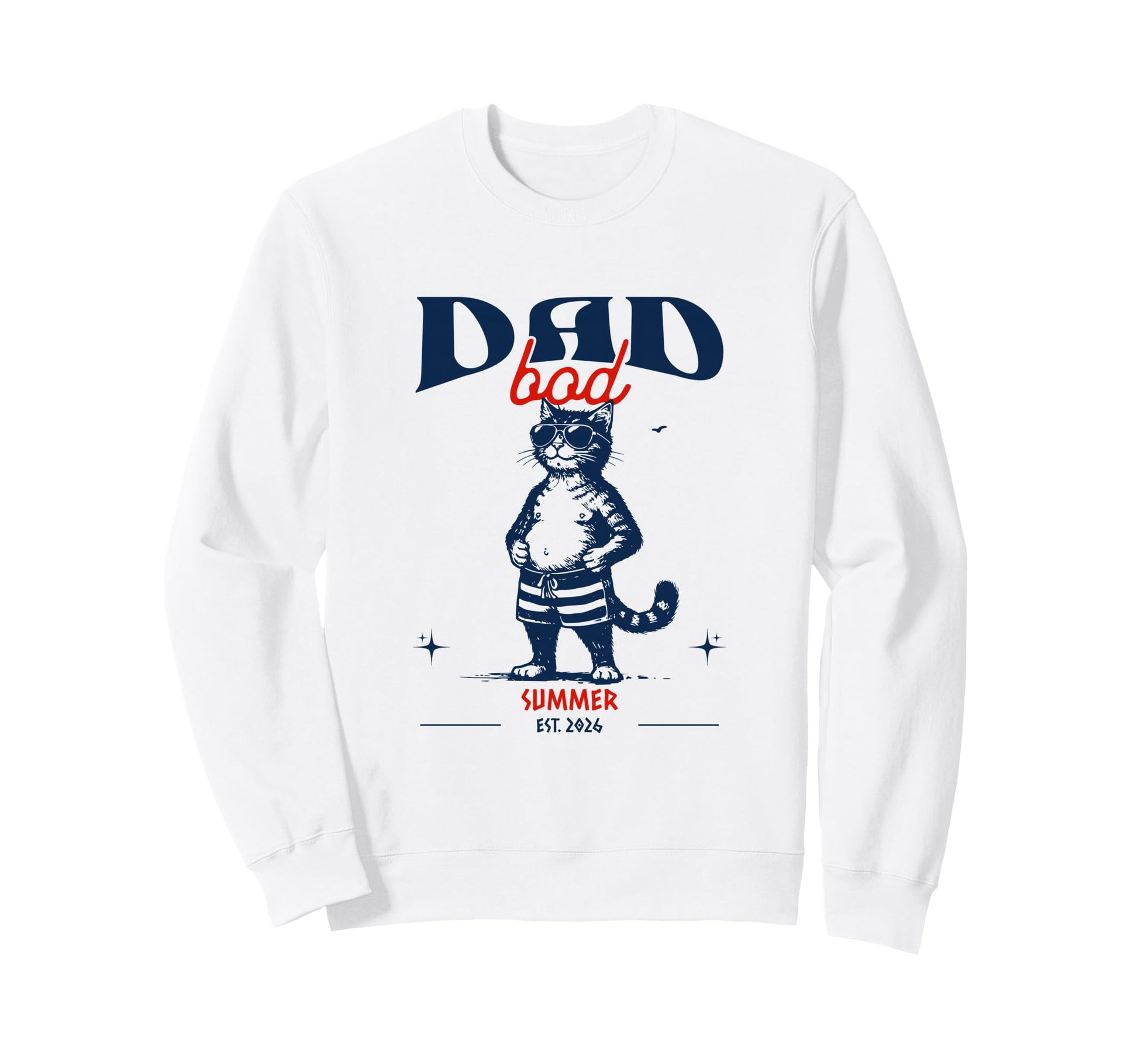 Dad Bod Summer 2026 Funny Cat Pregnancy Sweatshirt - Graphic Print Unisex - T-Shirt, Sweatshirt, Hoodie