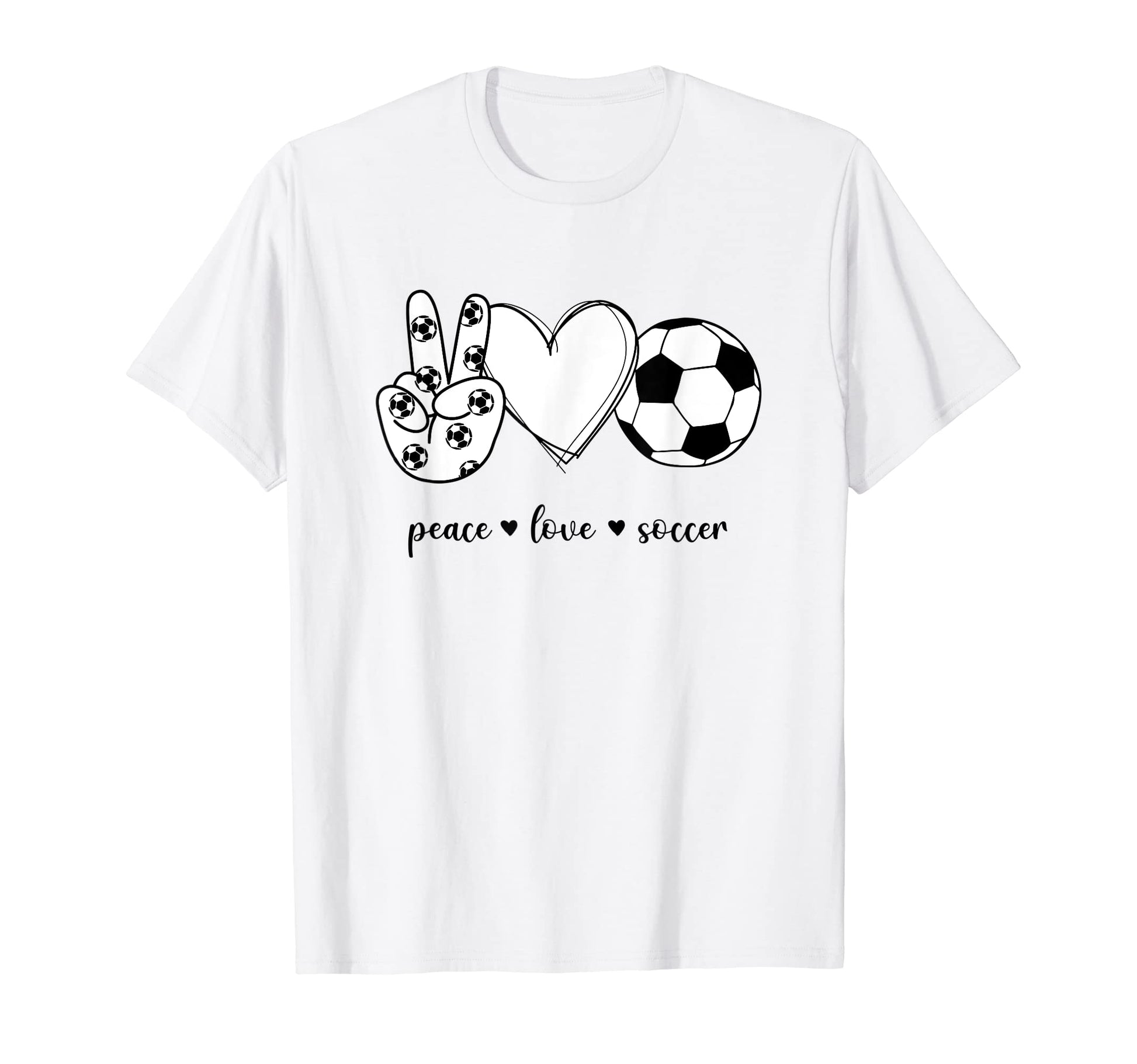 Peace Love Soccer Peace Hand Sign T-Shirt - Unique Graphic Men Women - T-Shirt, Sweatshirt, Hoodie