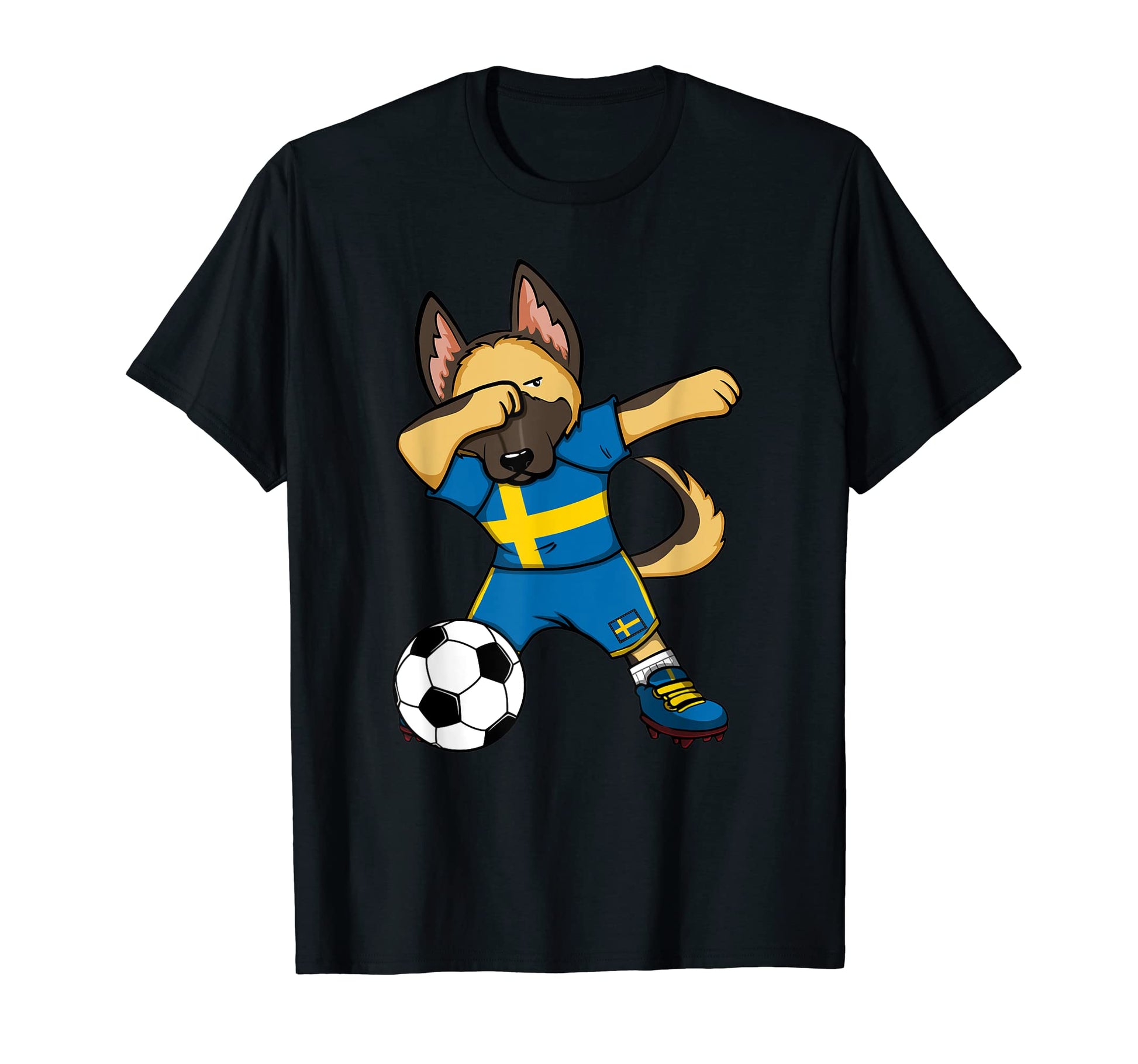 Dabbing German Shepherd Sweden T-Shirt - Casual Everyday Wear for Adults - T-Shirt, Sweatshirt, Hoodie