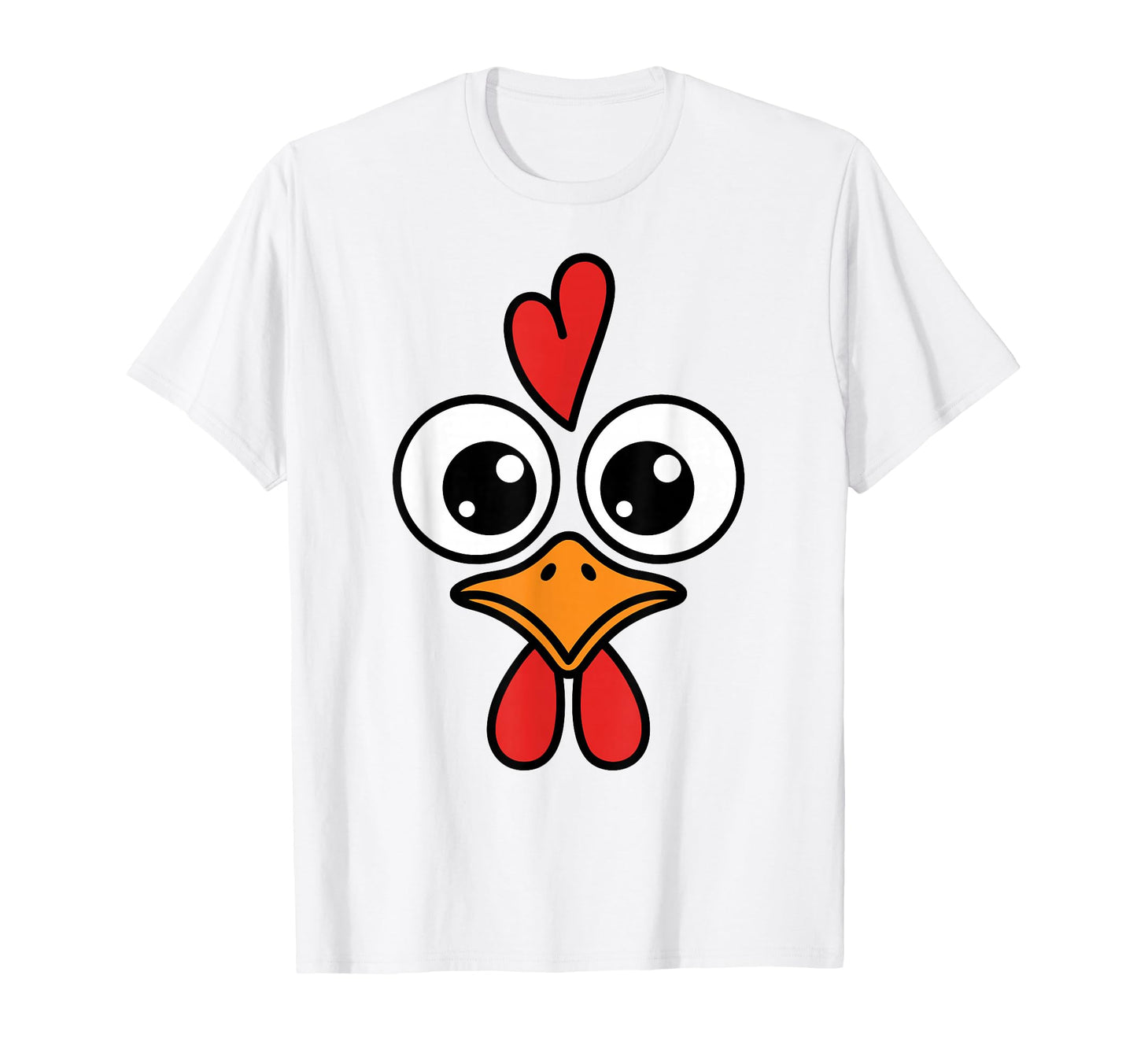 Funny Chicken Face Big Eyes Cartoon T-Shirt - Minimalist Print Unisex - T-Shirt, Sweatshirt, Hoodie