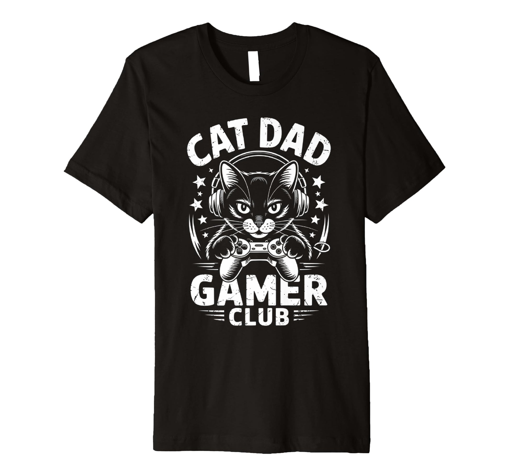 Funny Cat Dad Gamer Club Him Video T-Shirt - Custom Art Print for Adults - T-Shirt, Sweatshirt, Hoodie