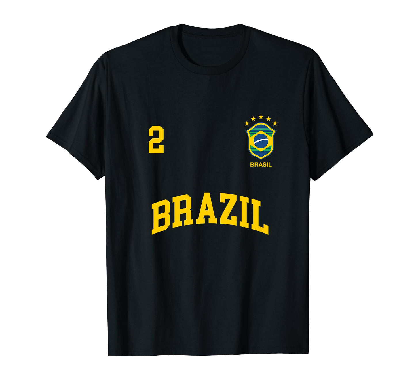 Brazil Team Sports Number 2 Soccer T-Shirt - Fun Novelty Design for Adults - T-Shirt, Sweatshirt, Hoodie