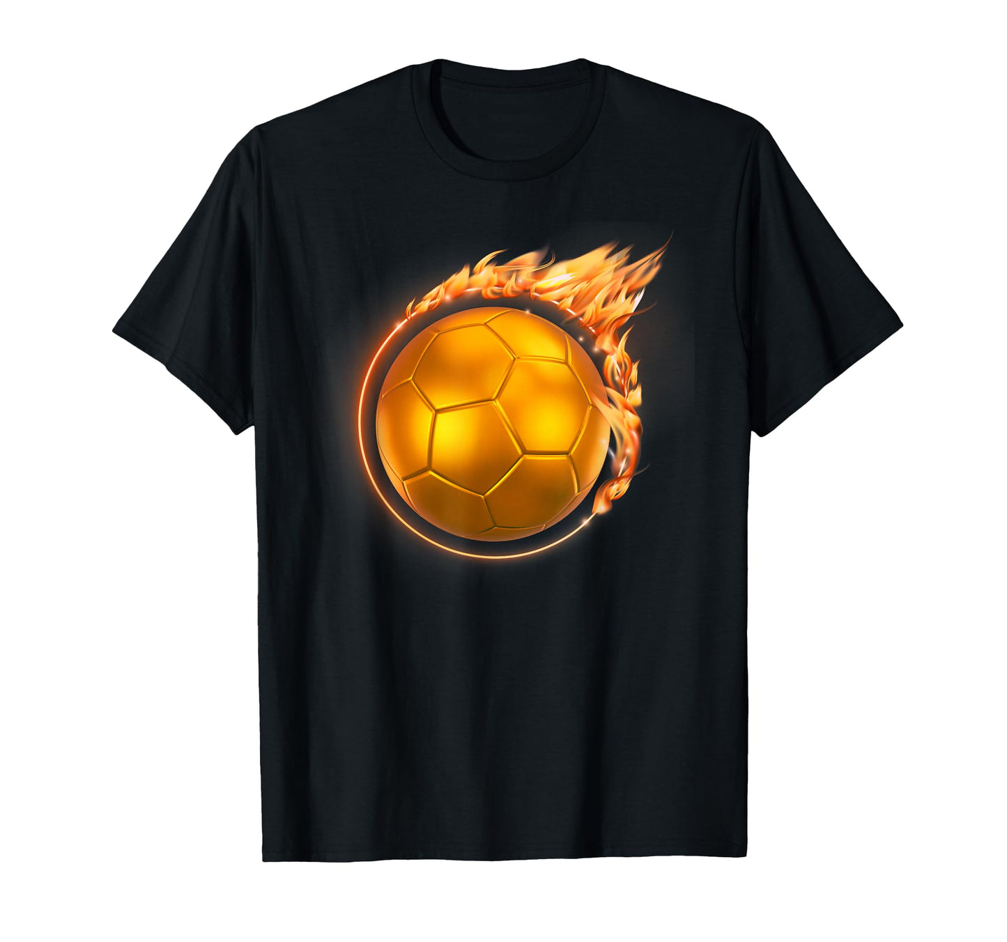 Flaming Gold Soccer Ball Fireball T-Shirt - Minimalist Print Men Women - T-Shirt, Sweatshirt, Hoodie