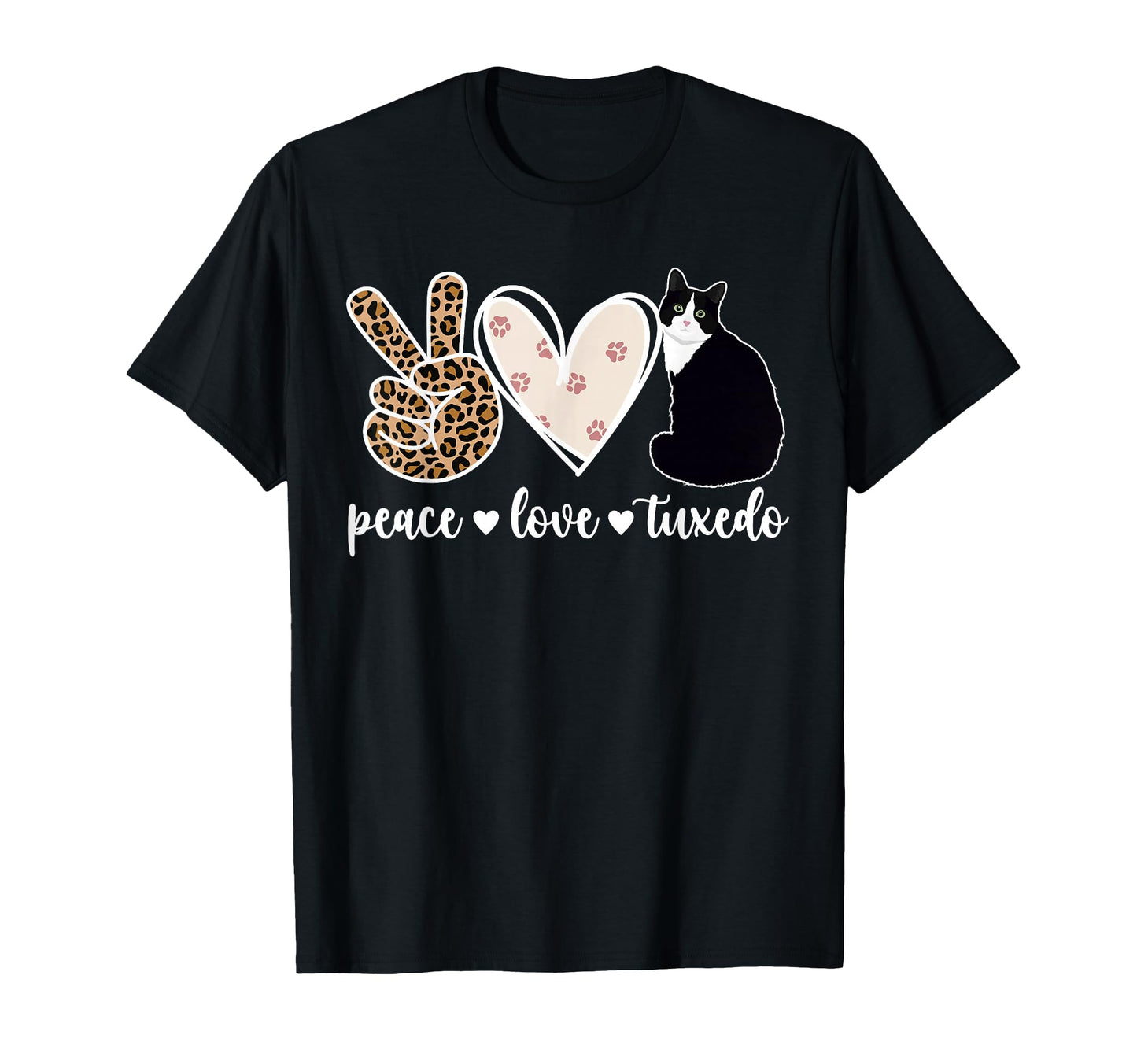 Peace Love Tuxedo Cat Owner Tuxedo T-Shirt - Minimalist Print Men Women - T-Shirt, Sweatshirt, Hoodie