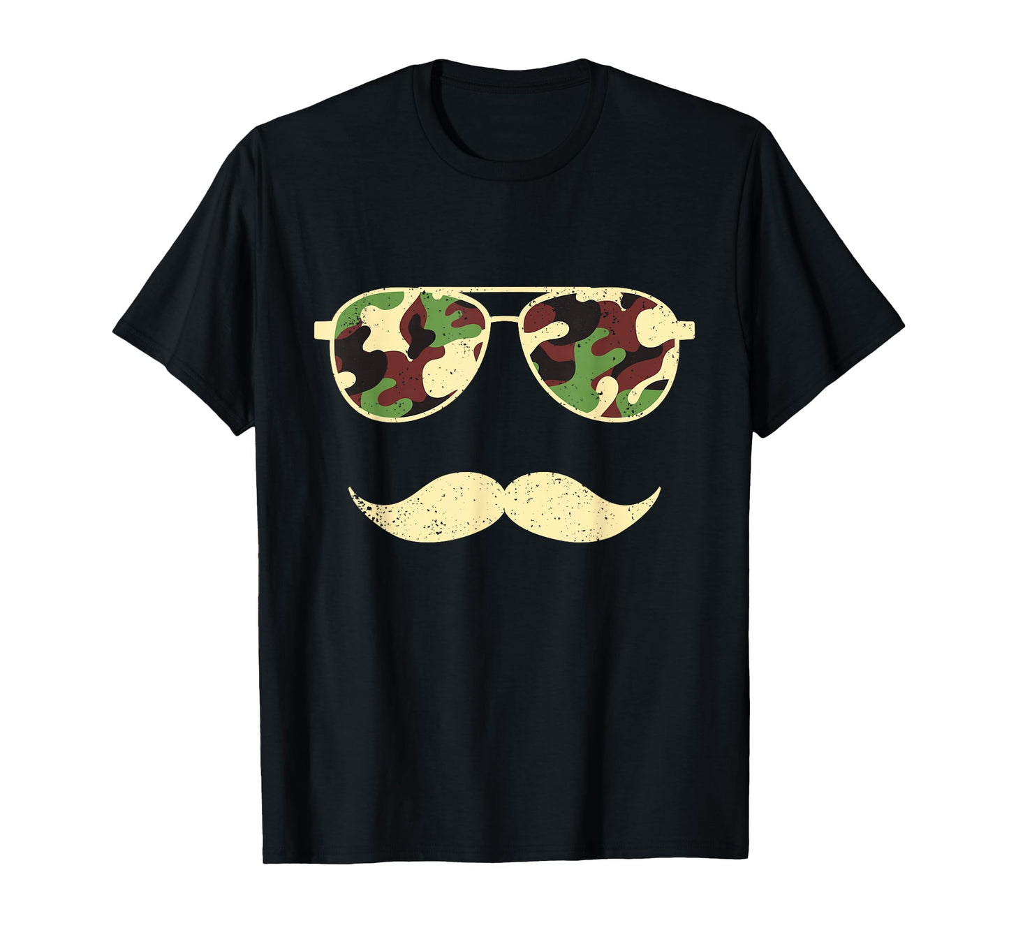 Camo Sunglasses Mustache Funny Camo T-Shirt - Graphic Print Men Women - T-Shirt, Sweatshirt, Hoodie