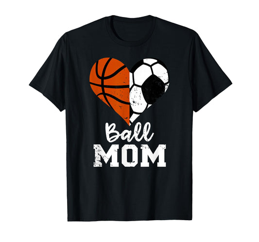 Ball Mom Heart Funny Soccer T-Shirt - Streetwear Style for Adults - T-Shirt, Sweatshirt, Hoodie