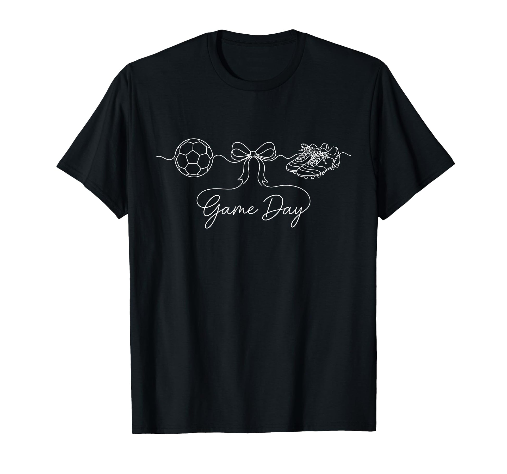 Game Day Soccer Mom Ball Bow Cleats T-Shirt - Minimalist Print Men Women - T-Shirt, Sweatshirt, Hoodie