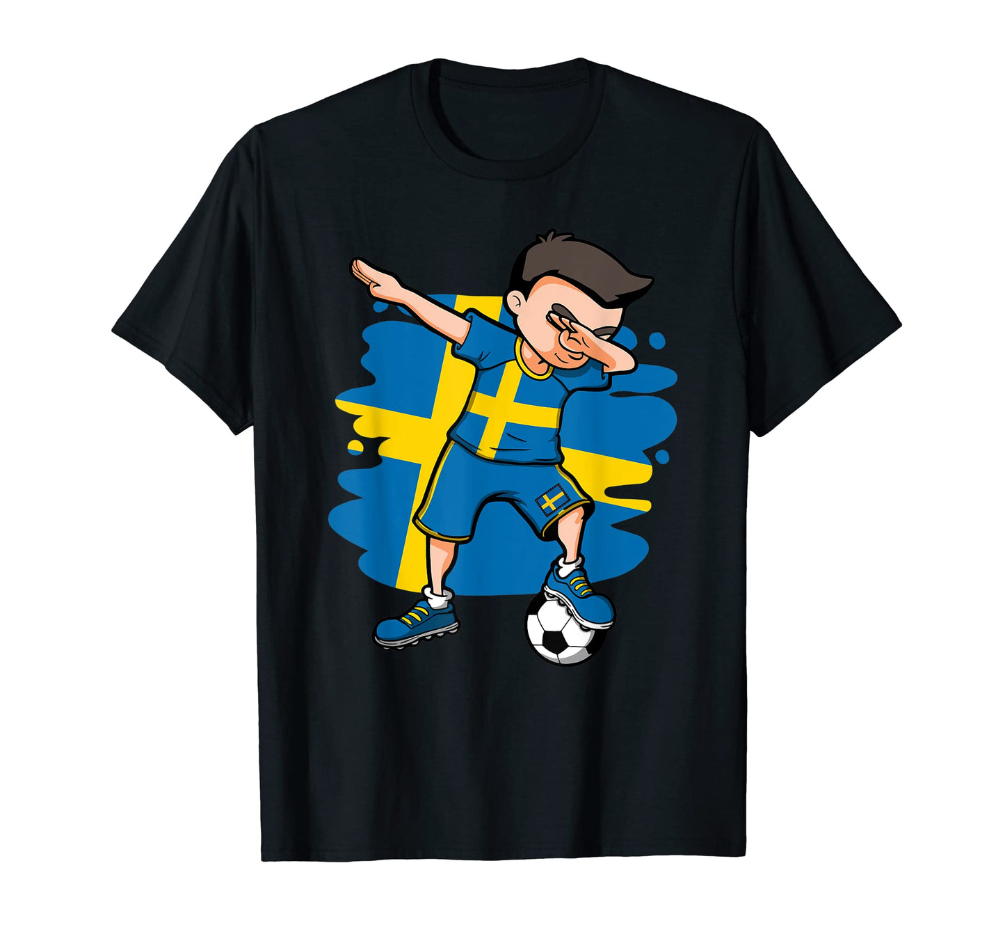 Dabbing Soccer Sweden Jersey Swedish T-Shirt - Graphic Print Men Women - T-Shirt, Sweatshirt, Hoodie