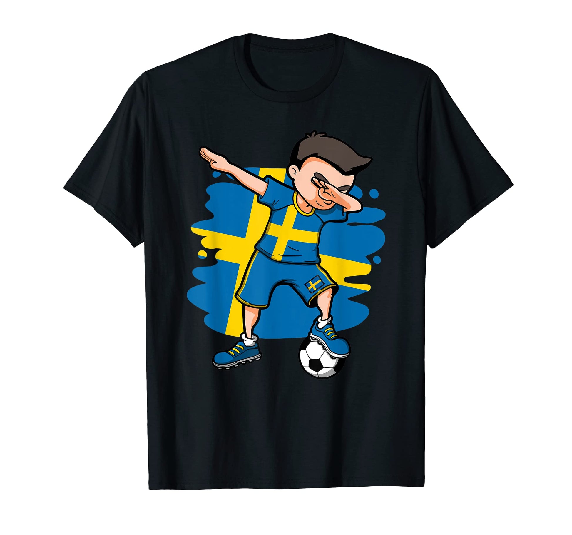 Dabbing Soccer Sweden Jersey Swedish T-Shirt - Graphic Print Men Women - T-Shirt, Sweatshirt, Hoodie
