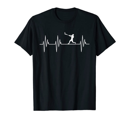 Baseball Player Heartbeat Sports Lover T-Shirt - Unique Graphic Unisex - T-Shirt, Sweatshirt, Hoodie
