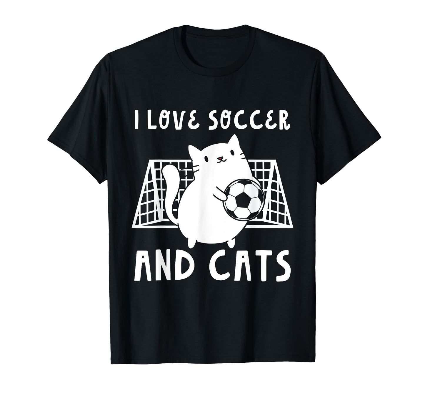 I Love Soccer And Cats Funny Soccer T-Shirt - Trendy Graphic for Adults - T-Shirt, Sweatshirt, Hoodie