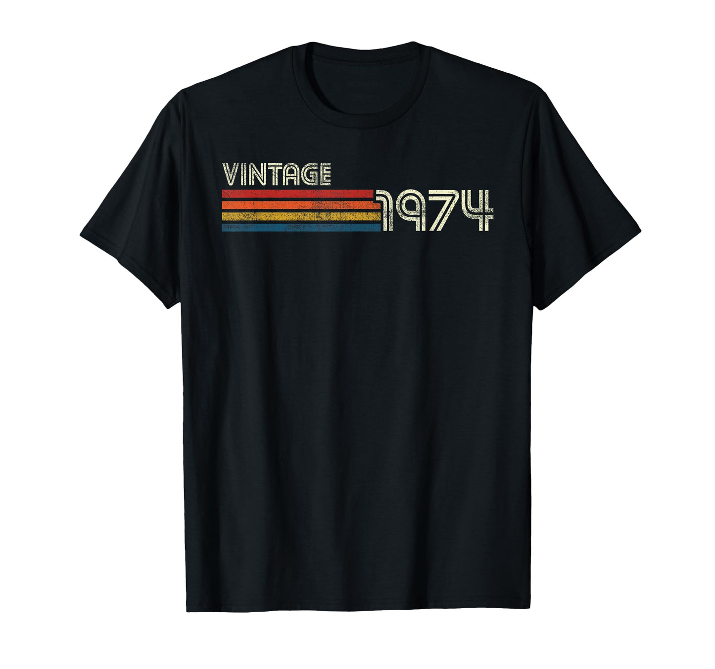 1974 Chest Stripe Birthday T-Shirt - Aesthetic Graphic Men Women - T-Shirt, Sweatshirt, Hoodie