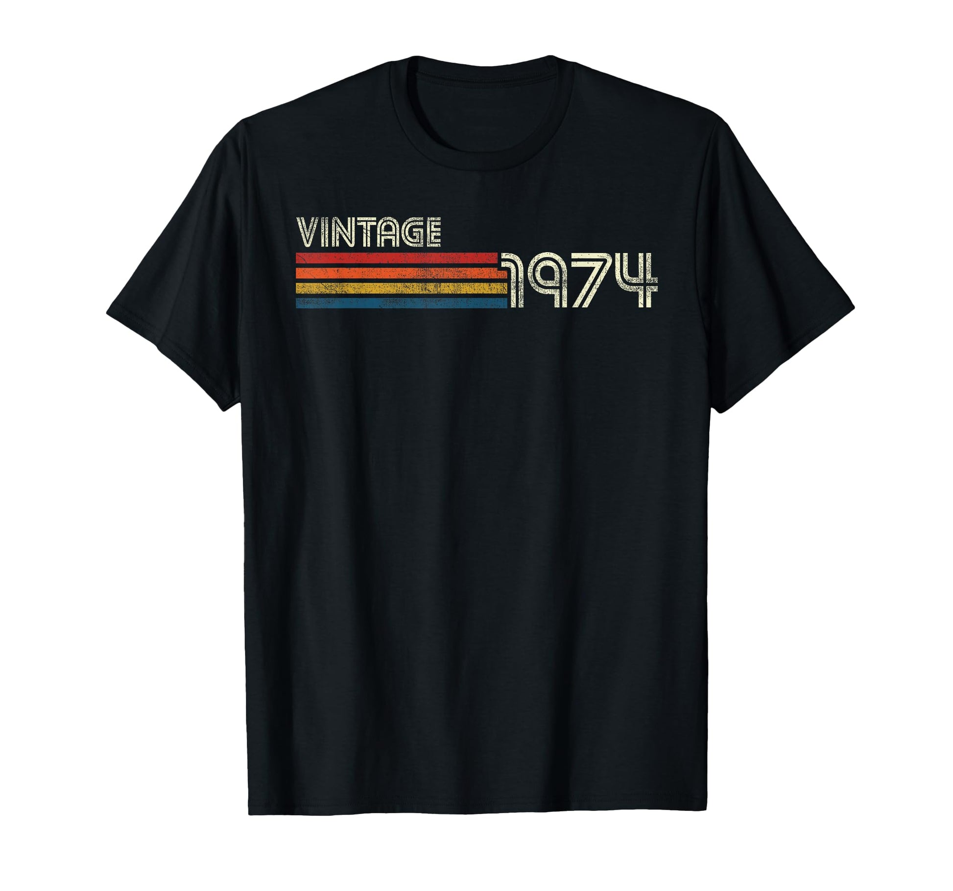 1974 Chest Stripe Birthday T-Shirt - Aesthetic Graphic Men Women - T-Shirt, Sweatshirt, Hoodie