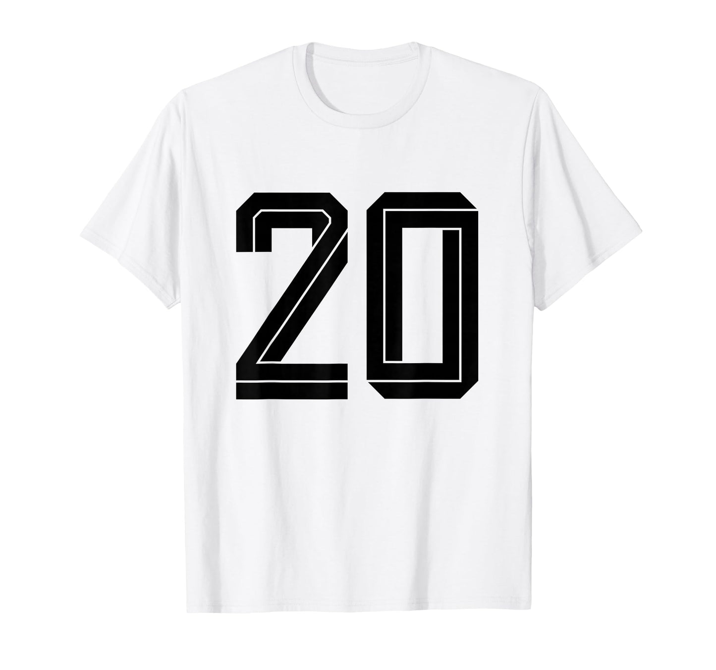 20 White Number 20 Sports Fan T-Shirt - Fun Novelty Design for Adults - T-Shirt, Sweatshirt, Hoodie