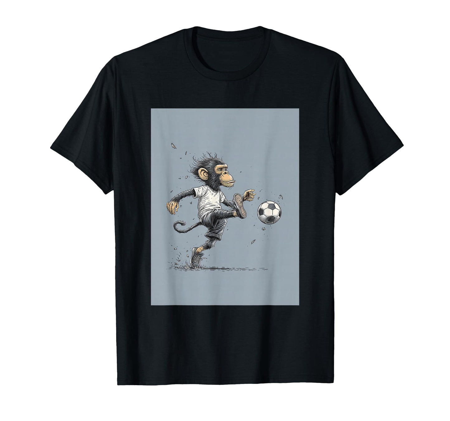 Monkey Playing Soccer Portrait T-Shirt - Novelty Apparel Men Women - T-Shirt, Sweatshirt, Hoodie