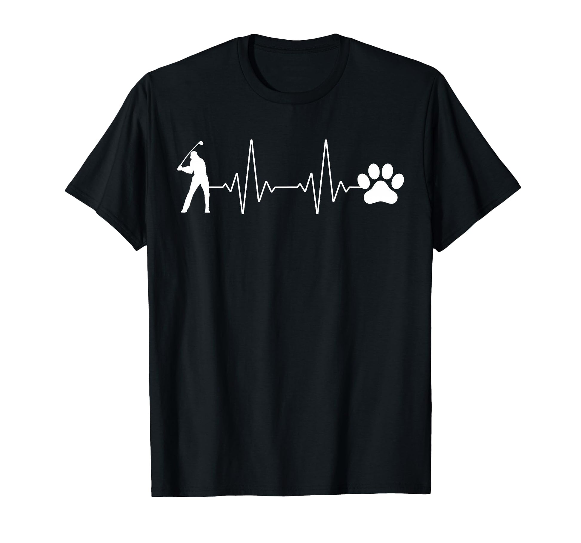 Golfer And Paw Heartbeat Golf Lover T-Shirt - Novelty Apparel for Adults - T-Shirt, Sweatshirt, Hoodie