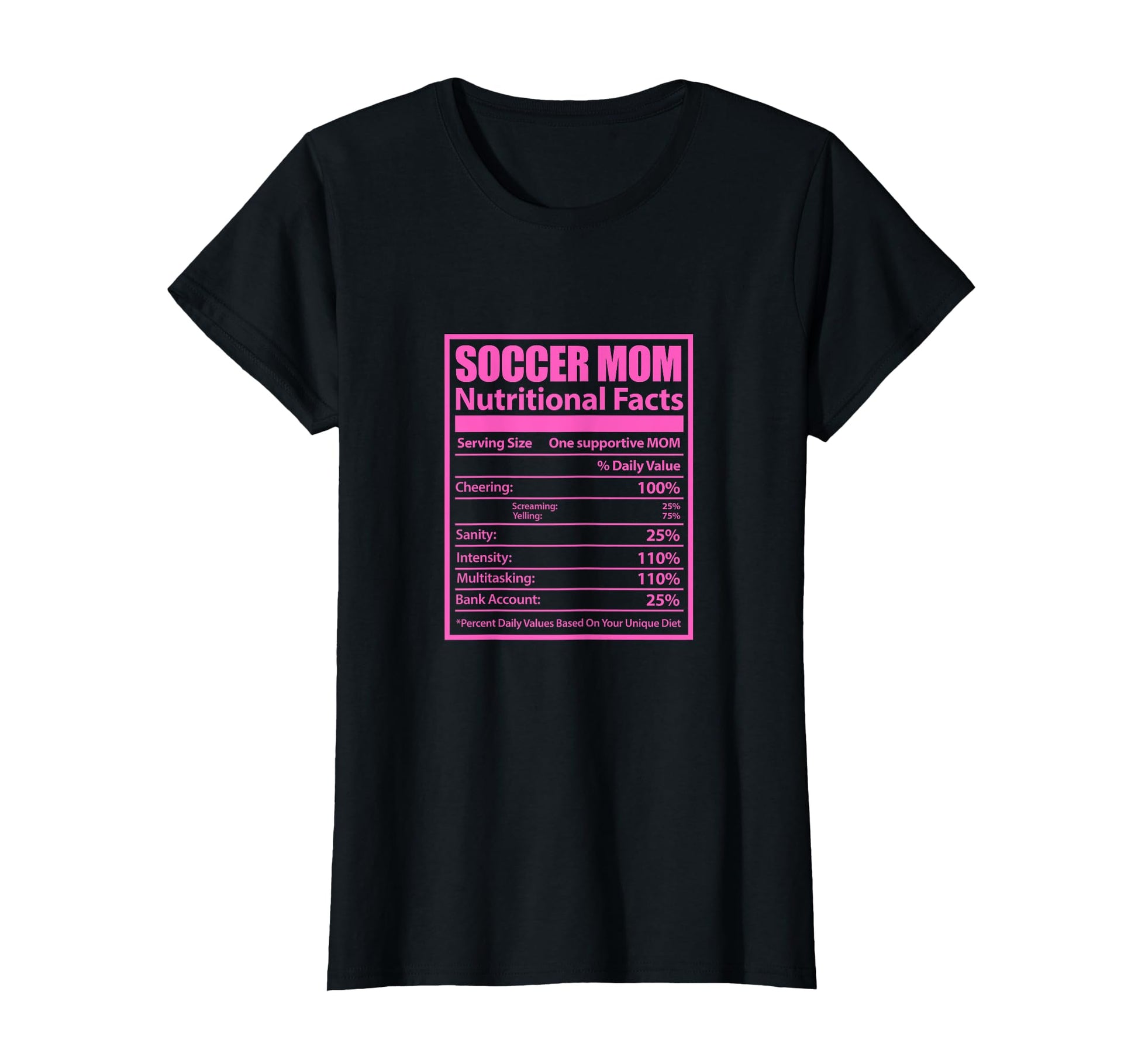 Soccer Mom Nutritional Facts Mother T-Shirt - Minimalist Print for Adults - T-Shirt, Sweatshirt, Hoodie