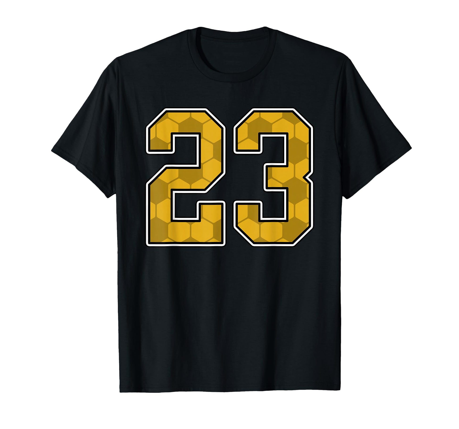 Gold Soccer Pattern Number 23 Jersey T-Shirt - Custom Art Print for Adults - T-Shirt, Sweatshirt, Hoodie