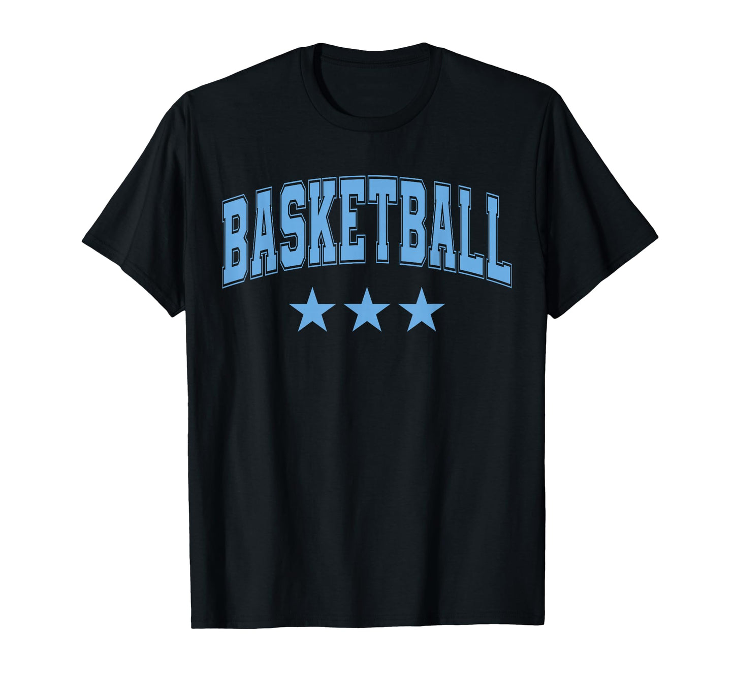 Basketball All Sky Blue Stars Text T-Shirt - Trendy Graphic Men Women - T-Shirt, Sweatshirt, Hoodie