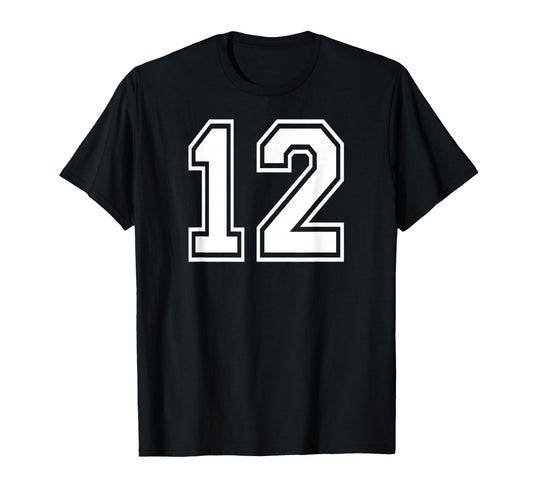 12 Number Twelve Team Sports Varsity T-Shirt - Graphic Print Unisex - T-Shirt, Sweatshirt, Hoodie