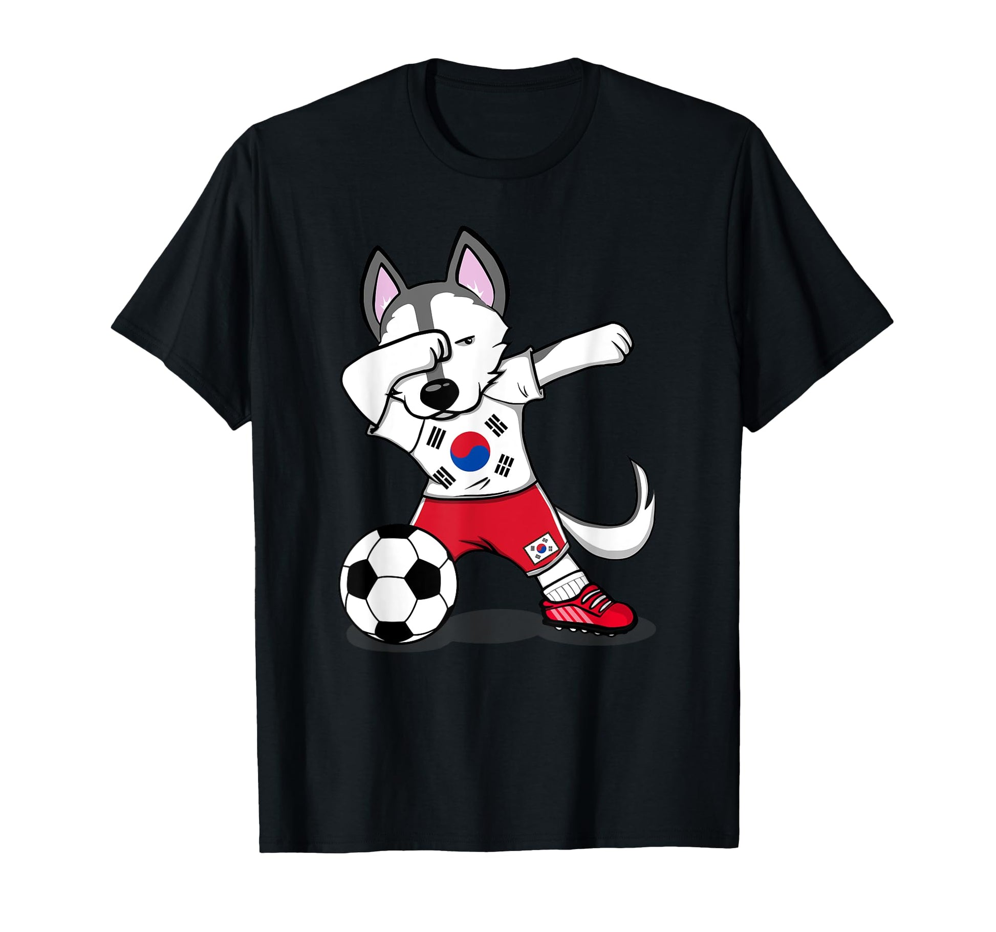 Dabbing Husky South Korea Football T-Shirt - Minimalist Print Men Women - T-Shirt, Sweatshirt, Hoodie