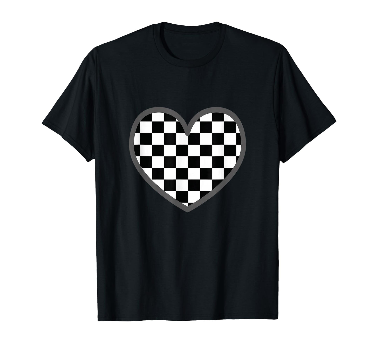 Heart Checkerboard Black White Chess T-Shirt - Fun Novelty Design Unisex - T-Shirt, Sweatshirt, Hoodie