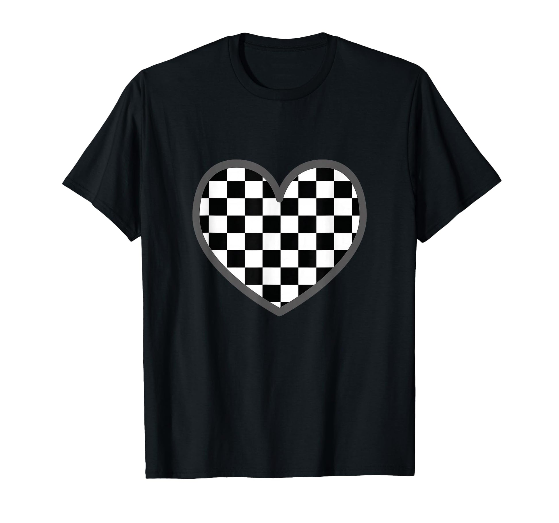 Heart Checkerboard Black White Chess T-Shirt - Fun Novelty Design Unisex - T-Shirt, Sweatshirt, Hoodie