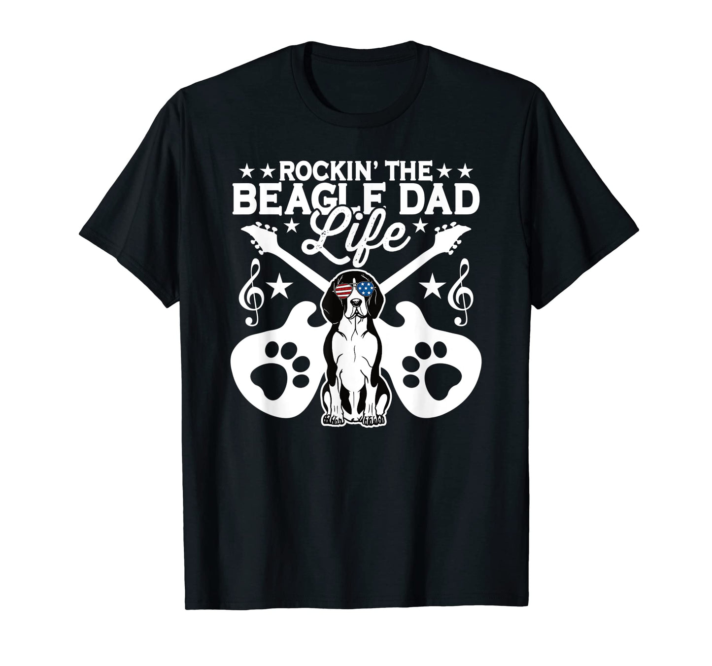 Rockin Beagle Dad Life Dog Lover Guitar T-Shirt - Trendy Graphic Men Women - T-Shirt, Sweatshirt, Hoodie