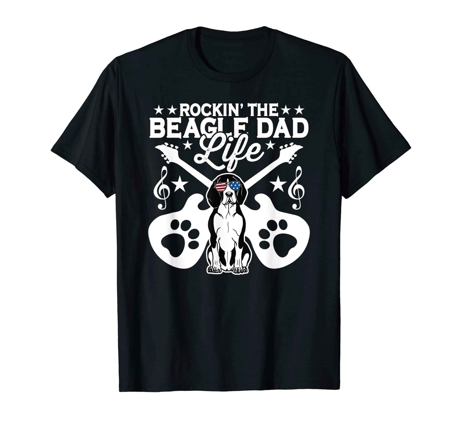 Rockin Beagle Dad Life Dog Lover Guitar T-Shirt - Trendy Graphic Men Women - T-Shirt, Sweatshirt, Hoodie