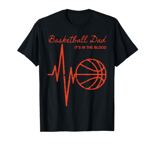 Basketball Heartbeat Basketball Dad T-Shirt - Novelty Apparel for Adults - T-Shirt, Sweatshirt, Hoodie