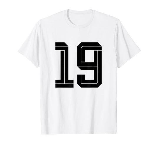 19 White Number 19 Sports Fan Soccer T-Shirt - Casual Everyday Wear Unisex - T-Shirt, Sweatshirt, Hoodie