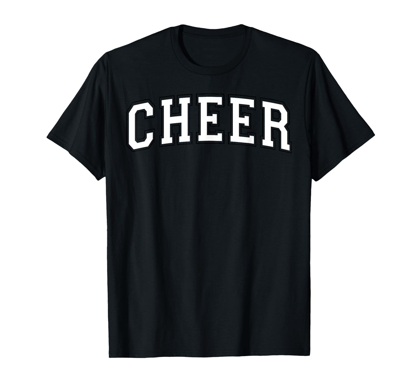 Cheer Varsity White Black Outline T-Shirt - Custom Art Print Unisex - T-Shirt, Sweatshirt, Hoodie