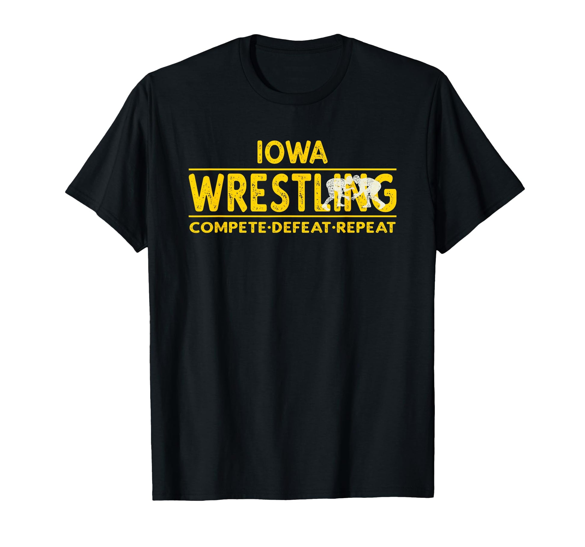 Iowa Wrestling Compete Defeat Repeat T-Shirt - Novelty Apparel Unisex - T-Shirt, Sweatshirt, Hoodie