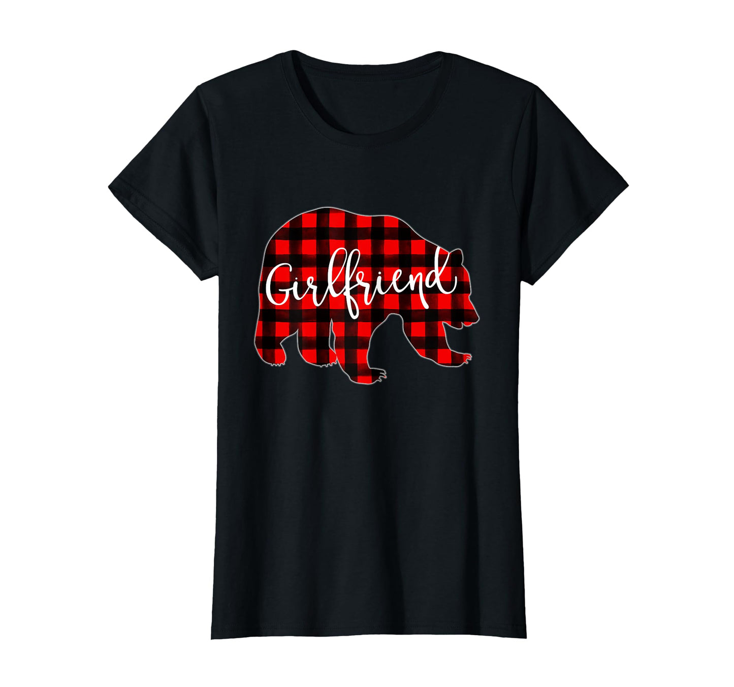 Red Plaid Girlfriend Bear Matching T-Shirt - Custom Art Print for Adults - T-Shirt, Sweatshirt, Hoodie