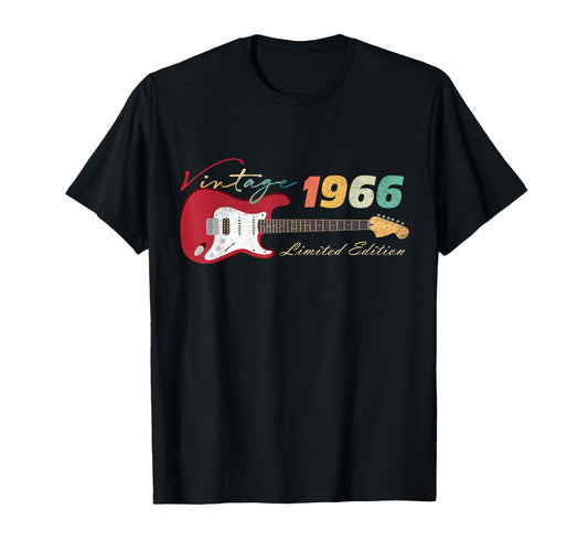 1966 60Th Birthday Gifts Guitar Lovers T-Shirt - Novelty Apparel Men Women - T-Shirt, Sweatshirt, Hoodie