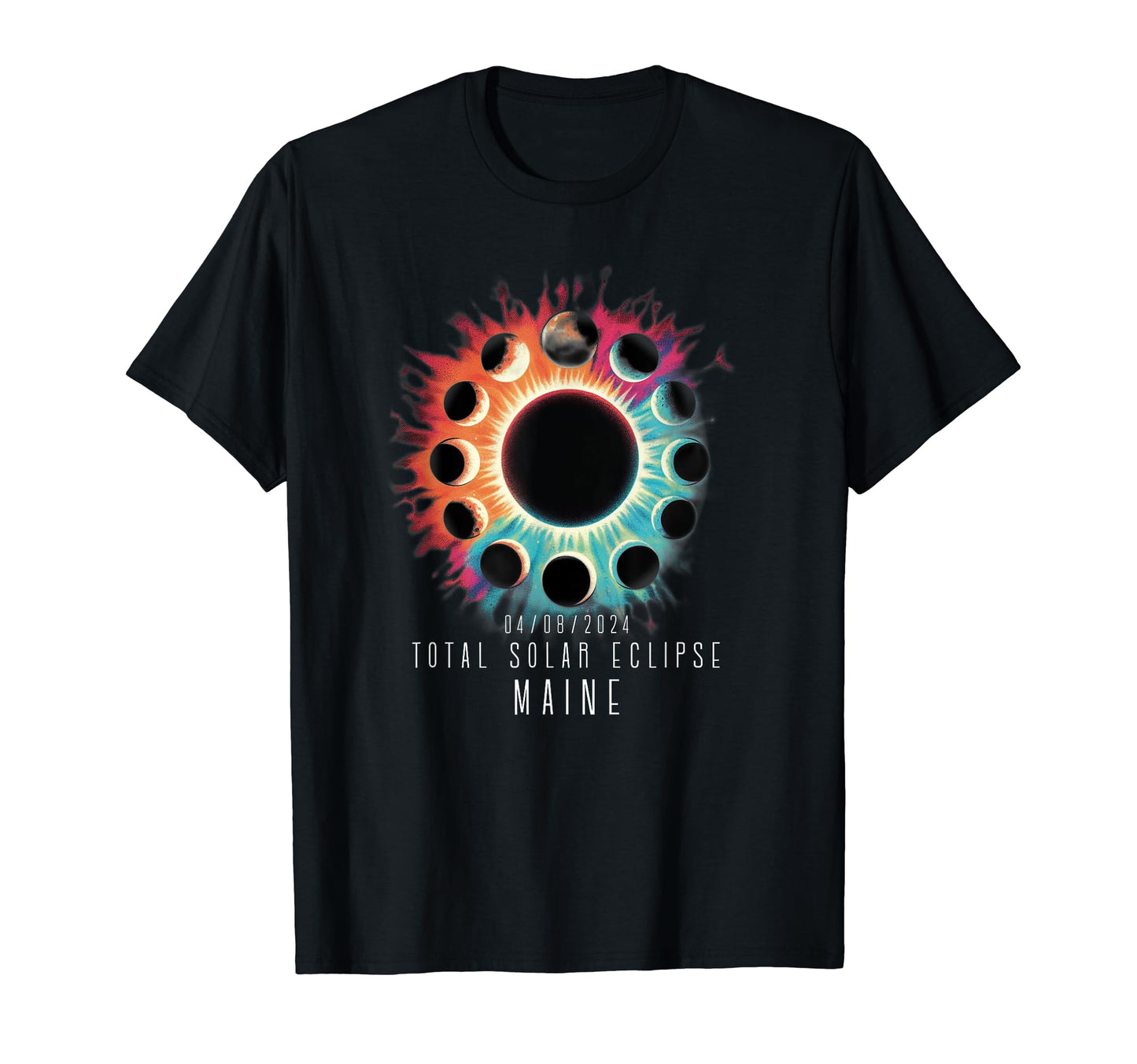 Maine Eclipse Tie Dye Inspired 2024 T-Shirt - Minimalist Print Unisex - T-Shirt, Sweatshirt, Hoodie