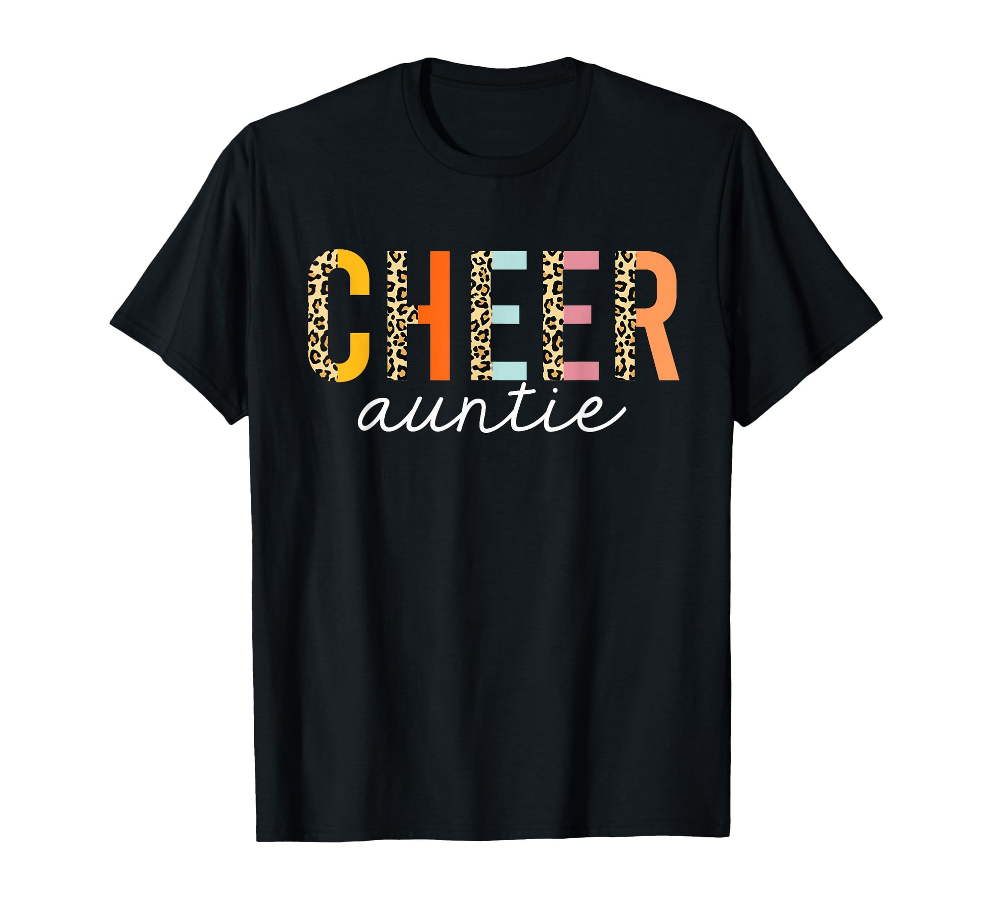 Cheer Auntie Leopard Cheerleader T-Shirt - Graphic Print Men Women - T-Shirt, Sweatshirt, Hoodie
