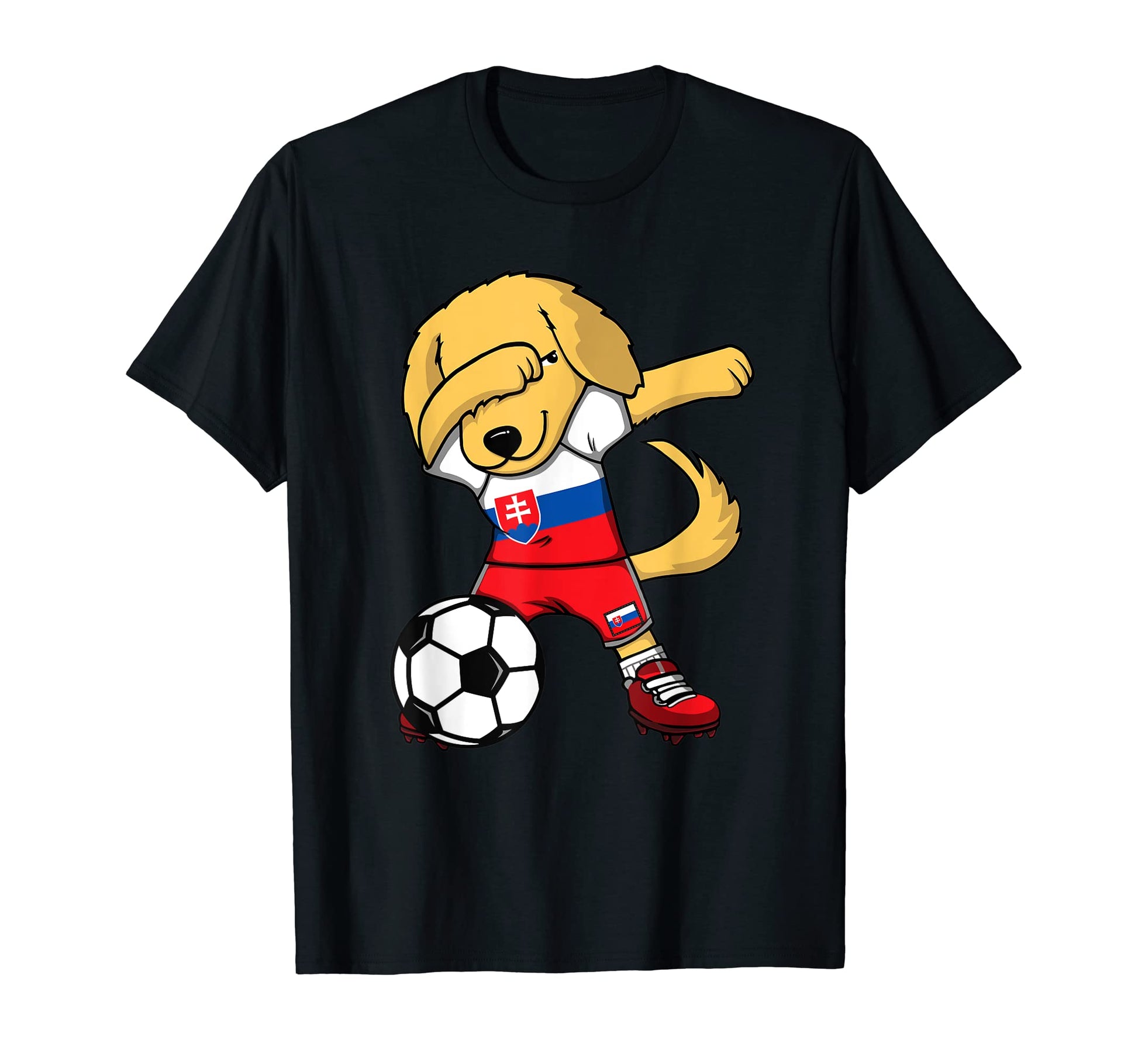 Dab Golden Retriever Slovakia Soccer T-Shirt - Custom Art Print Men Women - T-Shirt, Sweatshirt, Hoodie