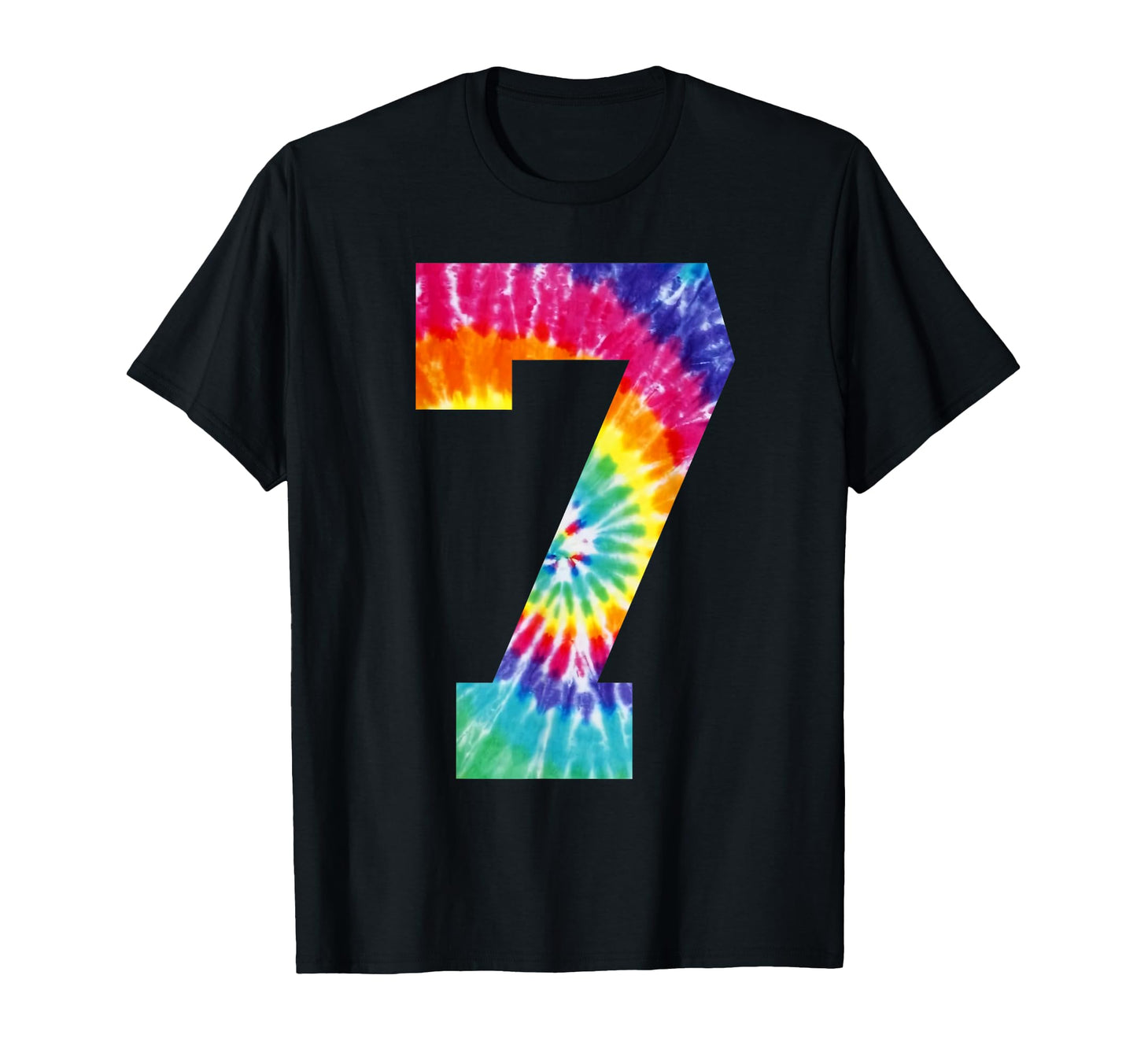 Colorful Tie Dye Number 7 Year T-Shirt - Casual Everyday Wear Men Women - T-Shirt, Sweatshirt, Hoodie