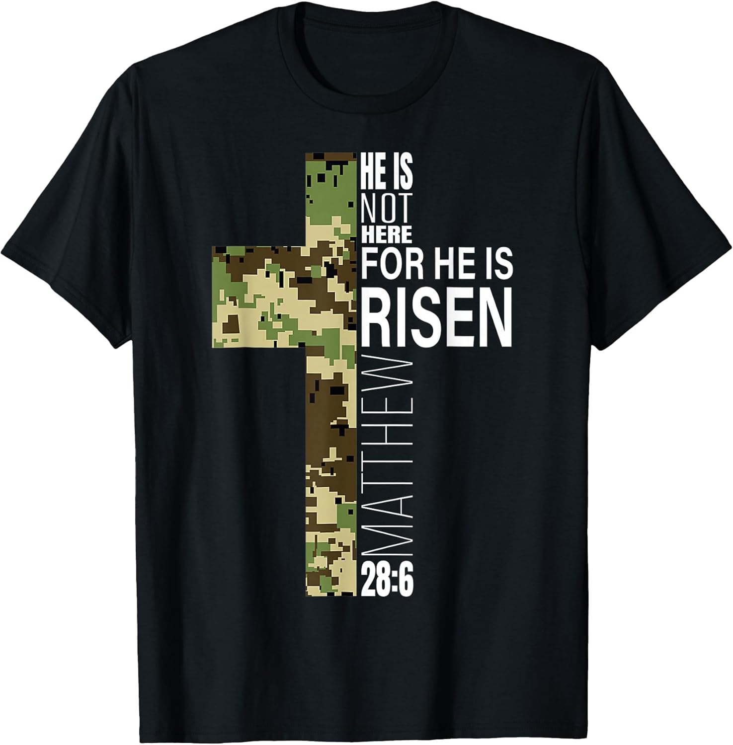 Christian Easter Verse Camo Cross Unisex T-shirt, Sweatshirt, Hoodie, Long Sleeve Tee - T-Shirt, Sweatshirt, Hoodie