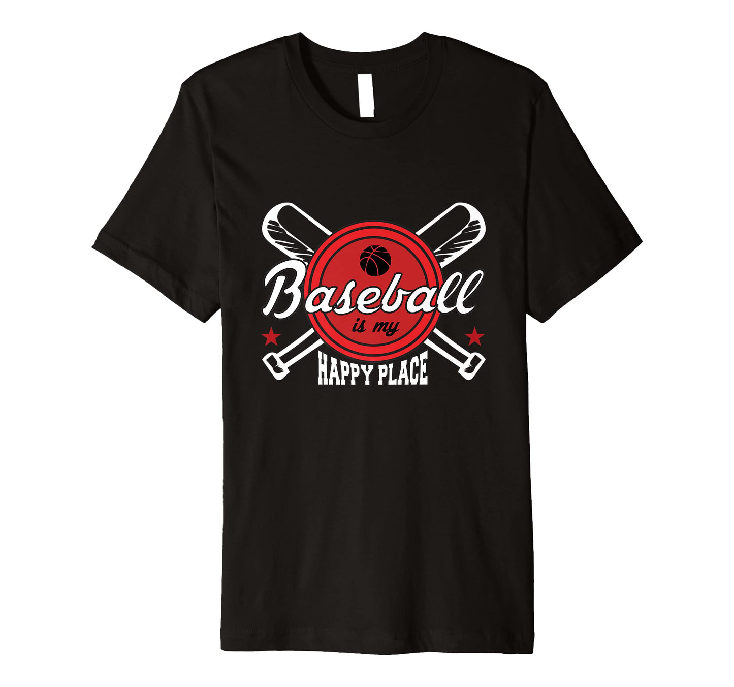 Baseball Is My Happy Place Baseball T-Shirt - Unique Graphic for Adults - T-Shirt, Sweatshirt, Hoodie