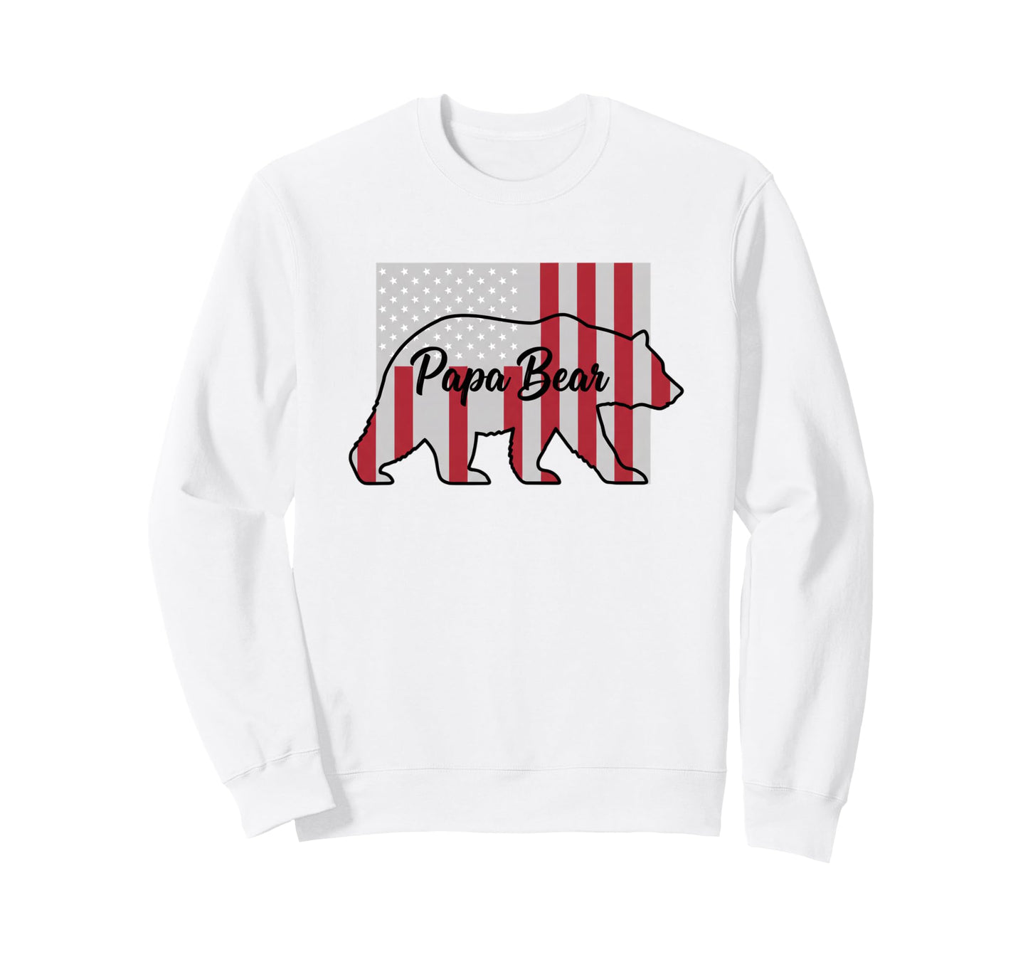 Papa Bear Patriotic Flag Fathers Sweatshirt - Casual Everyday Wear Unisex - T-Shirt, Sweatshirt, Hoodie