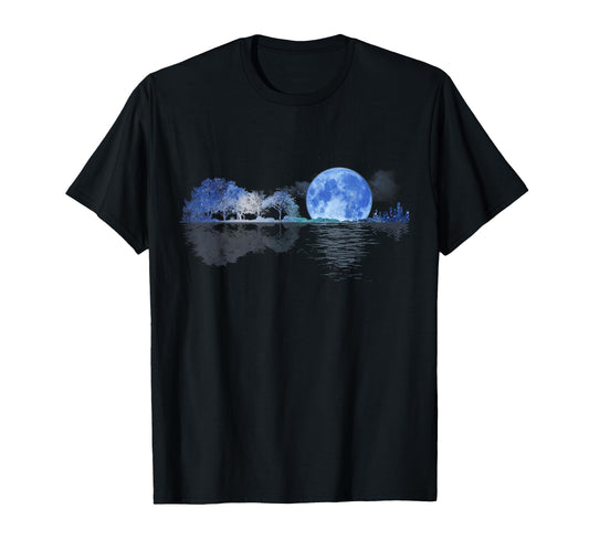 Acoustic Guitar Lake Shadow Nature T-Shirt - Custom Art Print Men Women - T-Shirt, Sweatshirt, Hoodie