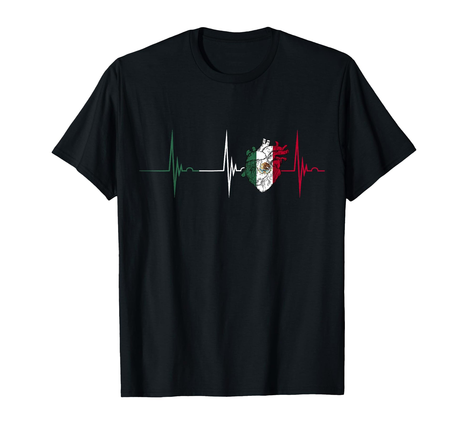 Mexico Heart Mexico Flag Heartbeat T-Shirt - Fun Novelty Design Men Women - T-Shirt, Sweatshirt, Hoodie