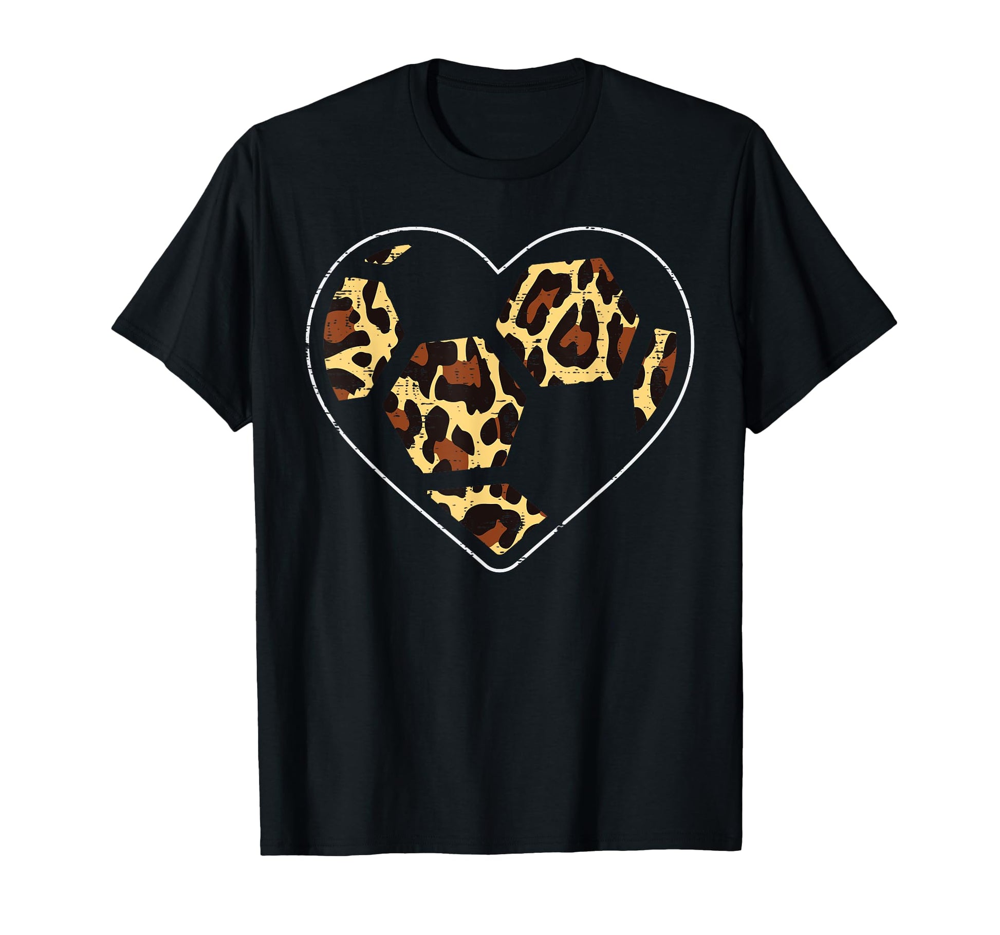 Soccer Ball Heart Leopard Football Animal T-Shirt - Unique Graphic Unisex - T-Shirt, Sweatshirt, Hoodie