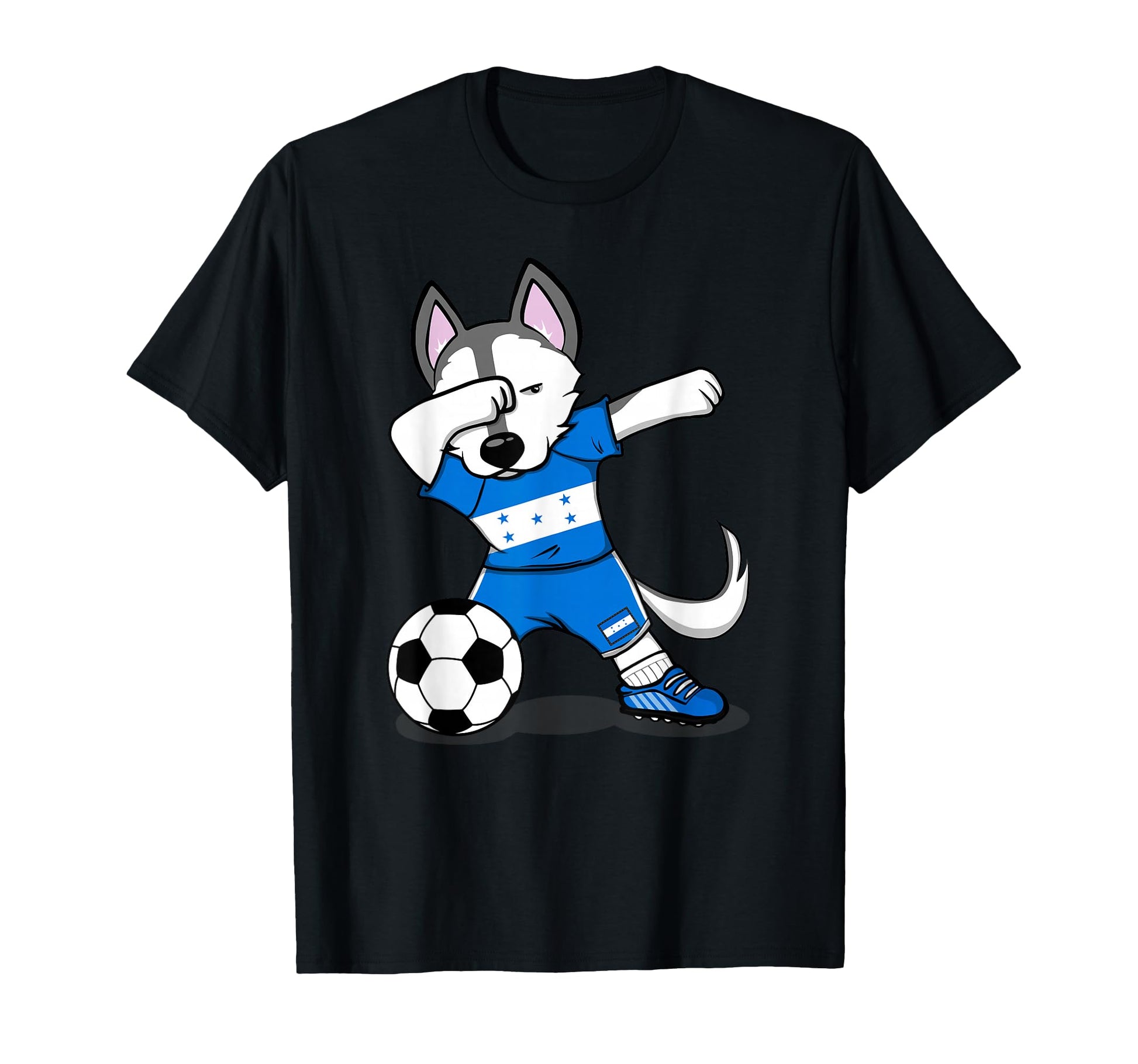 Dabbing Husky Dog Honduras Football T-Shirt - Aesthetic Graphic Unisex - T-Shirt, Sweatshirt, Hoodie